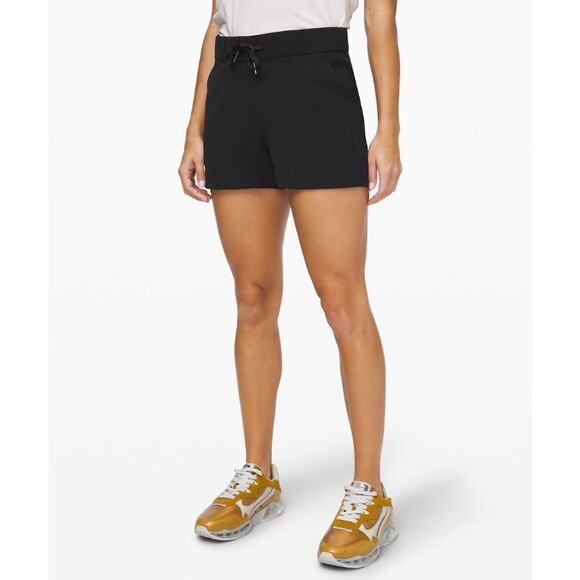 Lululemon Pants - Lululemon Black On The Fly Travel Woven Athleisure Shorts Size 8